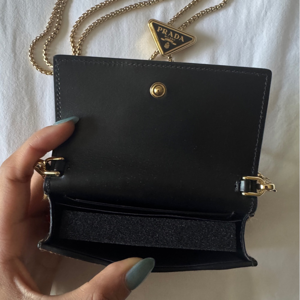 NWT Prada - Leopard Print Mini Bag | Printed leather card holder on gold chain - Picture 6 of 14